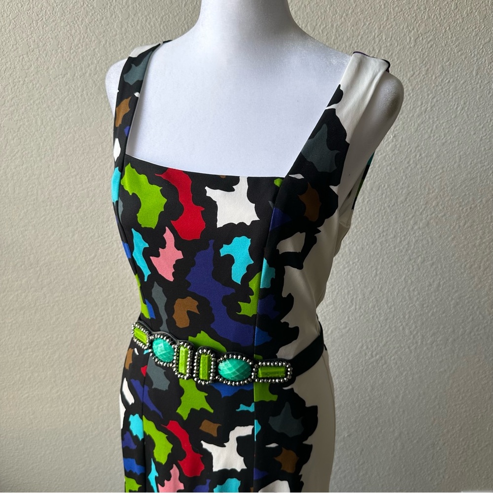 Joseph Ribkoff Multicolor Abstract Print Sheath Dress Size 4 - Picture 3 of 10